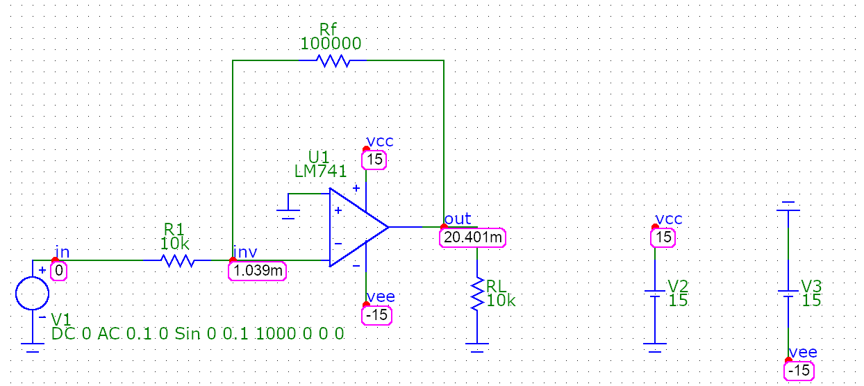 Inverting op-amp stage